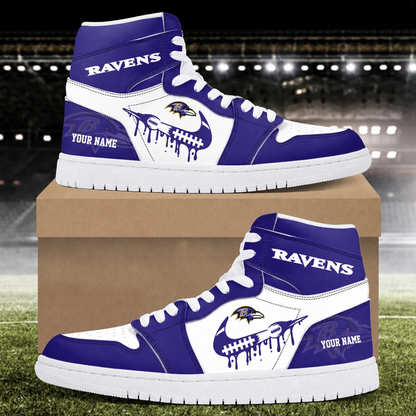 EXCLUSIVE EDITION - NEW CUSTOMIZED NFL28 BTR BALTIMORE RAVENS AIR JORDAN SNEAKERS