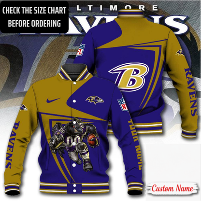 LIMITED EDITION - NEW CUSTOMIZED NFL28 BTR BALTIMORE RAVENS SATIN VARSITY & BASEBALL JACKET