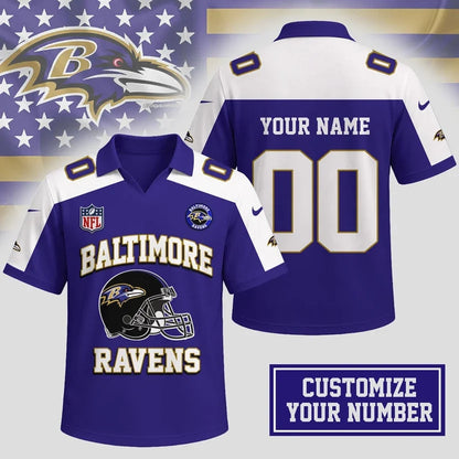HOT DEAL - NEW CUSTOMIZED NFL28 BTR BALTIMORE RAVENS POLO SHIRT
