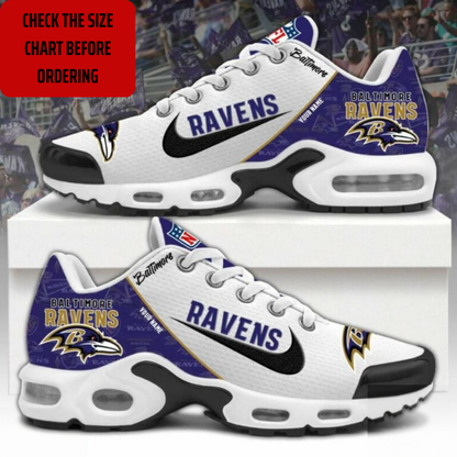 LIMITED EDITION - NEW CUSTOMIZED NFL28 BTR BALTIMORE RAVENS AIR MAX PLUS SNEAKERS