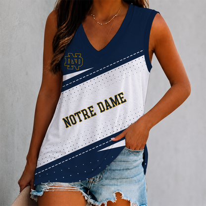 FINAL SALE - NEW CUSTOMIZED NCAA FBS28 NFI NOTRE DAME FIGHTING IRISH WOMEN'S V-NECK TANK TOP