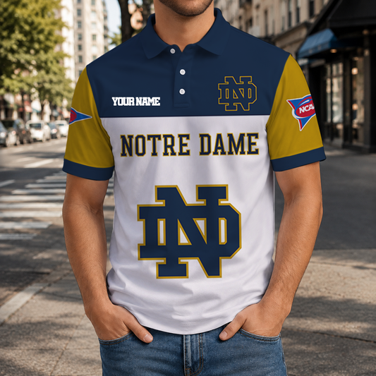 SPECIAL OFFER - NEW CUSTOMIZED NCAA FBS28 NFI NOTRE DAME FIGHTING IRISH POLO SHIRT, ZIP POLO SHIRT & T-SHIRTS