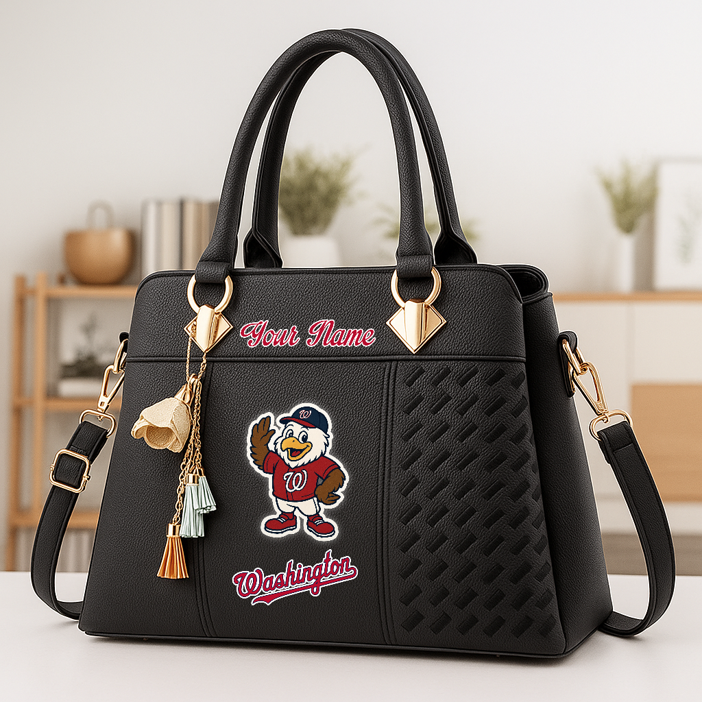 LIMITED EDITION - NEW CUSTOMIZED MLB28 WNS WA NATIONALS ZIP HANDBAG MULTICOLOR