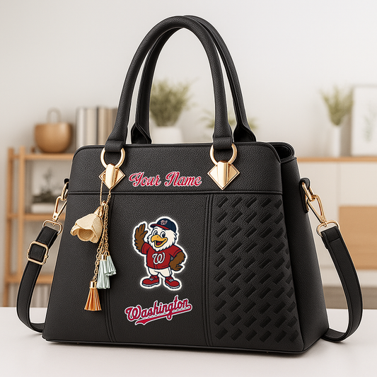LIMITED EDITION - NEW CUSTOMIZED MLB28 WNS WA NATIONALS ZIP HANDBAG MULTICOLOR
