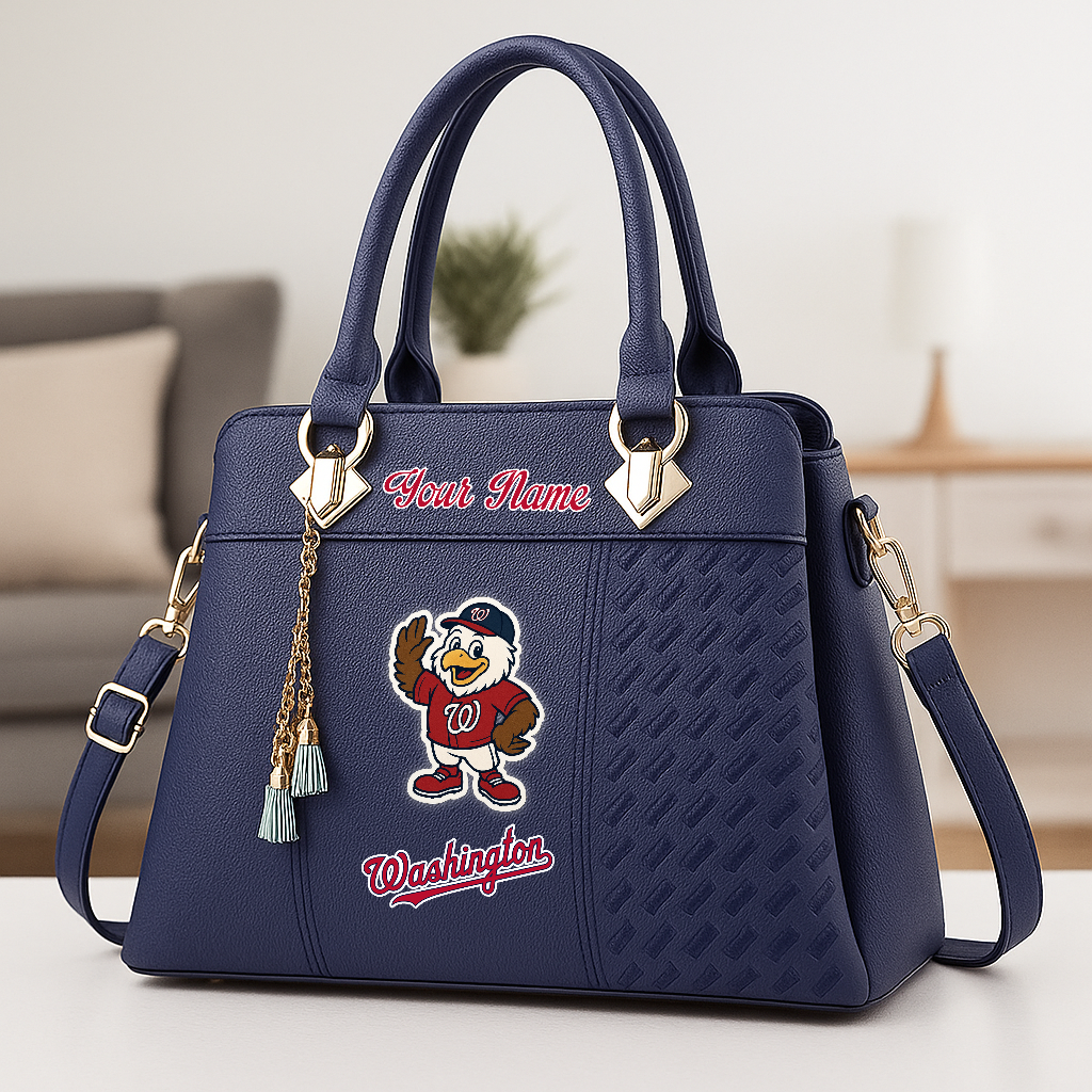 LIMITED EDITION - NEW CUSTOMIZED MLB28 WNS WA NATIONALS ZIP HANDBAG MULTICOLOR