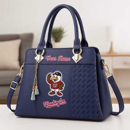 LIMITED EDITION - NEW CUSTOMIZED MLB28 WNS WA NATIONALS ZIP HANDBAG MULTICOLOR