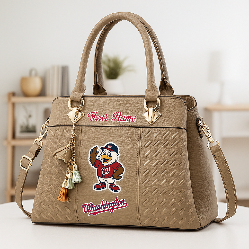 LIMITED EDITION - NEW CUSTOMIZED MLB28 WNS WA NATIONALS ZIP HANDBAG MULTICOLOR