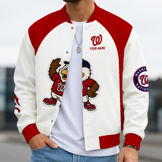 LIMITED EDITION - NEW CUSTOMIZED MLB28 WNS WA NATIONALS BASEBALL JACKET, SATIN VARSITY JACKET