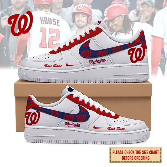 FINAL SALE - NEW CUSTOMIZED MLB28 WNS WASHINGTON NATIONALS AF1 SHOES