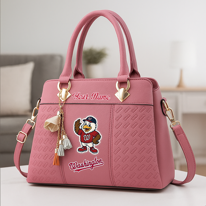 LIMITED EDITION - NEW CUSTOMIZED MLB28 WNS WA NATIONALS ZIP HANDBAG MULTICOLOR