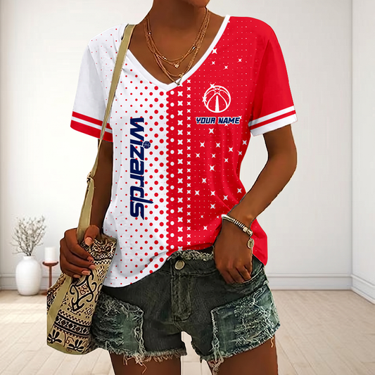 VIRAL EDITION - NEW CUSTOMIZED NBA28 WWI WASHINGTON WIZARDS V-NECK FEMALE SHIRT