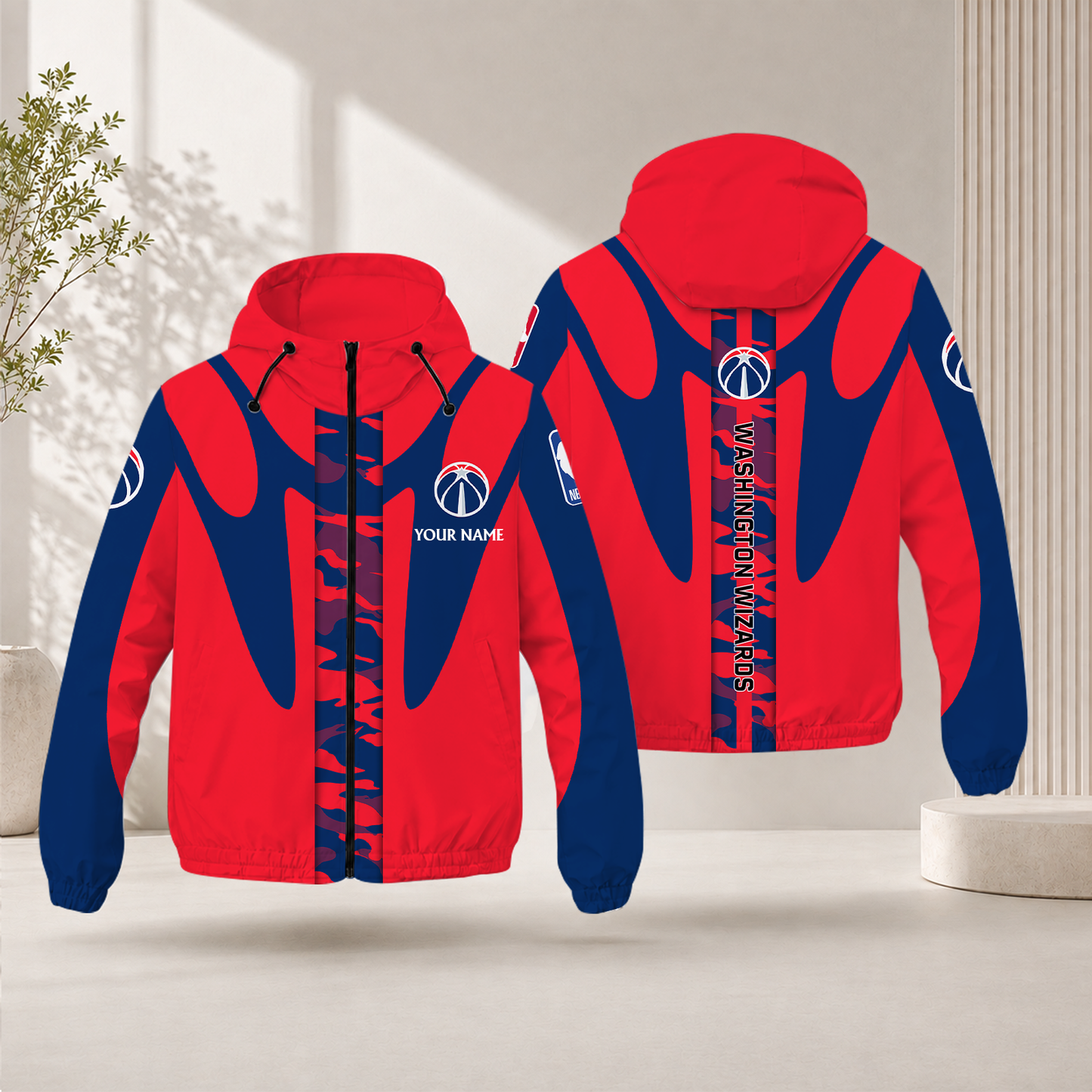 FINAL SALE - NEW CUSTOMIZED NBA28 WWI WASHINGTON WIZARDS WINDBREAKER JACKET