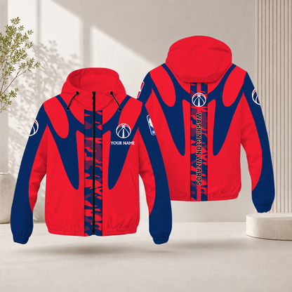 FINAL SALE - NEW CUSTOMIZED NBA28 WWI WASHINGTON WIZARDS WINDBREAKER JACKET
