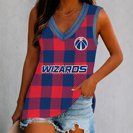 VIRAL EDITION - NEW CUSTOMIZED NBA28 WWI WASHINGTON WIZARDS WOMEN'S V-NECK TANK TOP