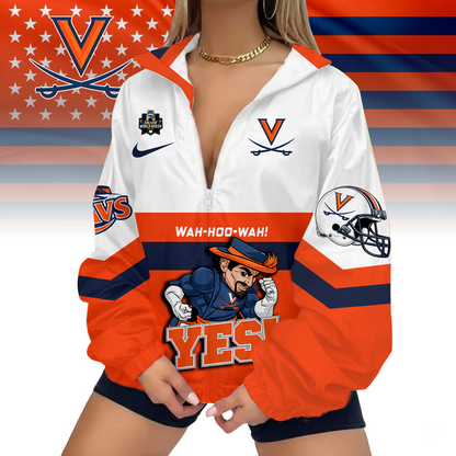 LIMITED EDITION - NEW CUSTOMIZED COLLEGE WORLD SERIES NCAA28 VIRGINIA CAVALIERS V-NECK ZIPPER SWEATSHIRT JACKET