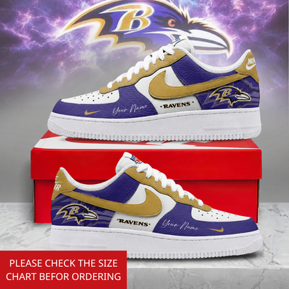 FINAL SALE - NEW CUSTOMIZED NFL28 BTR BALTIMORE RAVENS AF1 SHOES