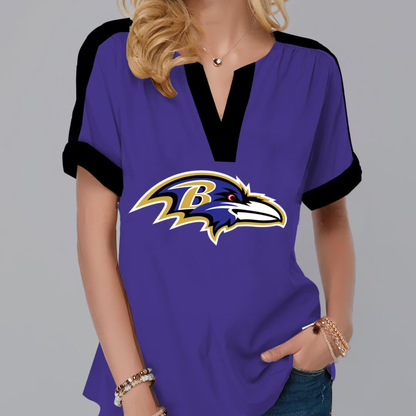 FINAL SALE - NEW CUSTOMIZED NFL28 BTR BALTIMORE RAVENS V-NECK FEMALE SHIRT