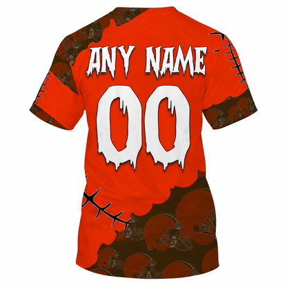 SPECIAL EDITION - NEW CUSTOMIZED NFL29 CLB CLEVELAND BROWNS HALLOWEEN SKULL APPAREL FOR FANS