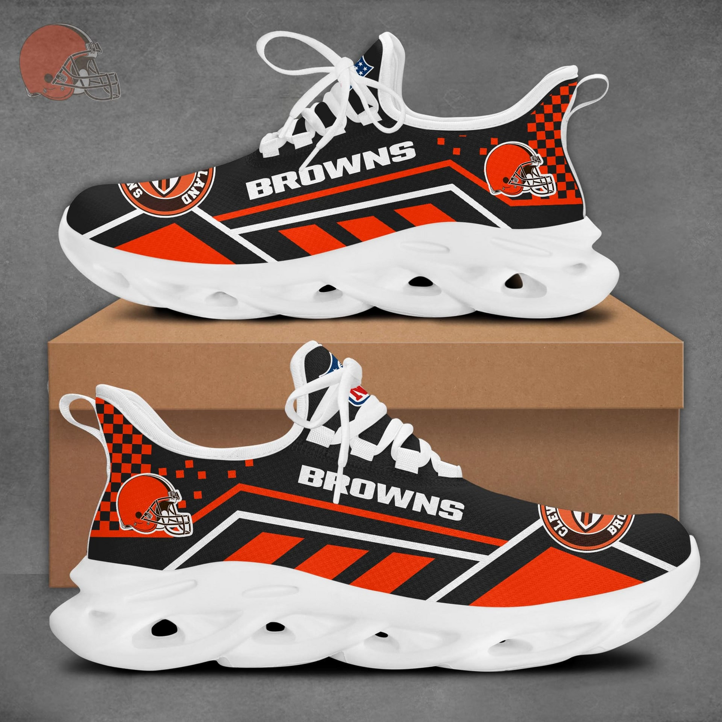 LIMITED EDITION - NEW CUSTOMIZED NFL29 CLB CLEVELAND BROWNS MAX SOUL SHOES