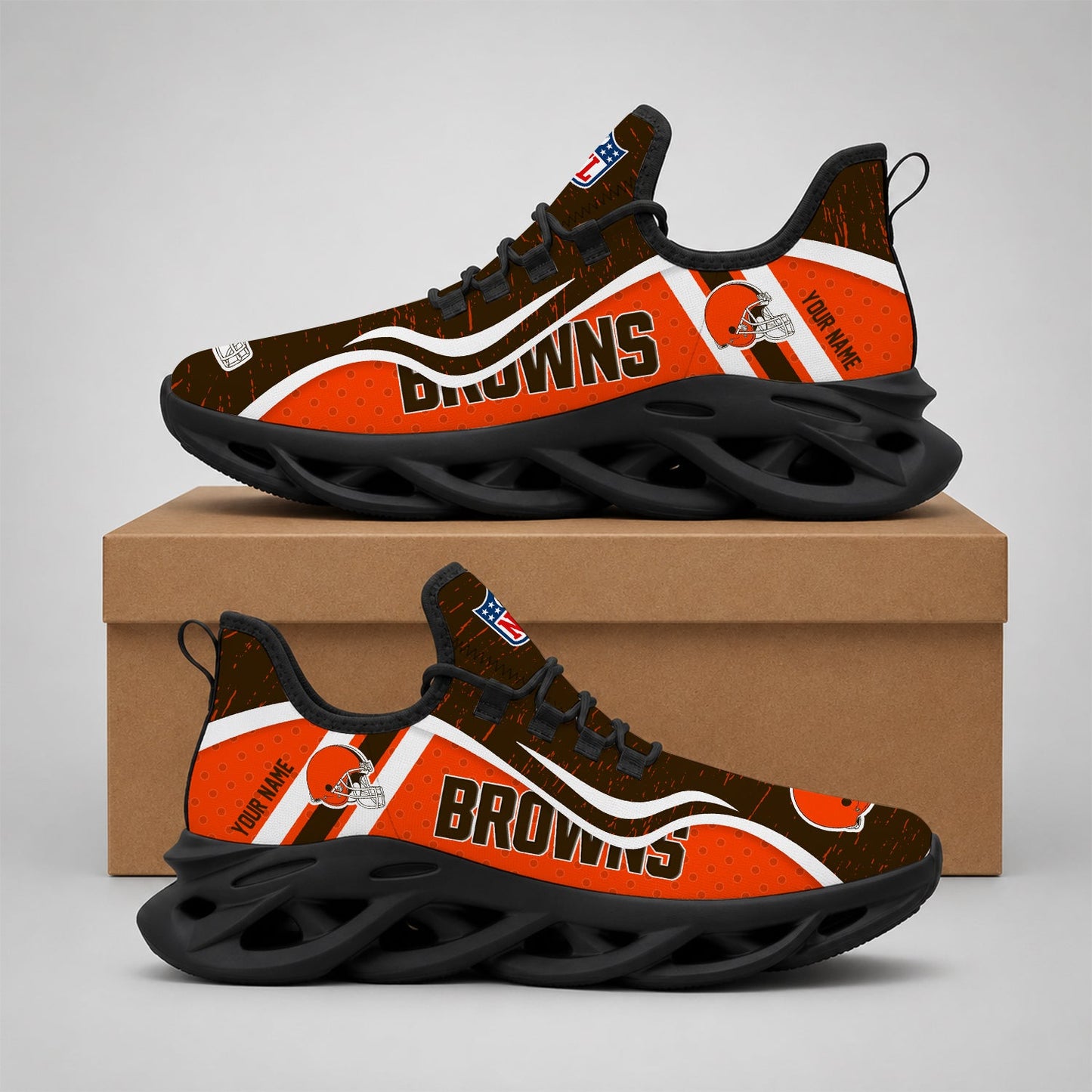 LIMITED EDITION - NEW CUSTOMIZED NFL29 CLB CLEVELAND BROWNS MAX SOUL SHOES