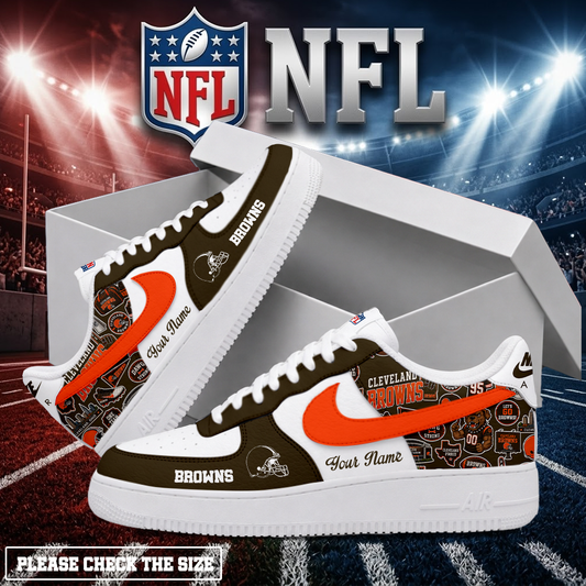FINAL SALE - NEW CUSTOMIZED NFL29 CLB CLEVELAND BROWNS AF1 SHOES