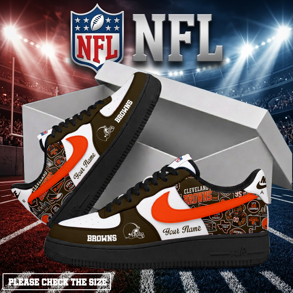 FINAL SALE - NEW CUSTOMIZED NFL29 CLB CLEVELAND BROWNS AF1 SHOES