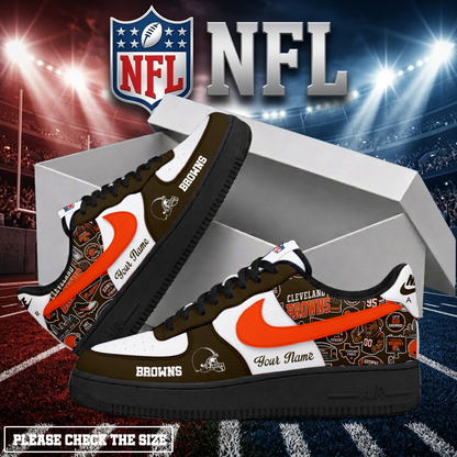 FINAL SALE - NEW CUSTOMIZED NFL29 CLB CLEVELAND BROWNS AF1 SHOES