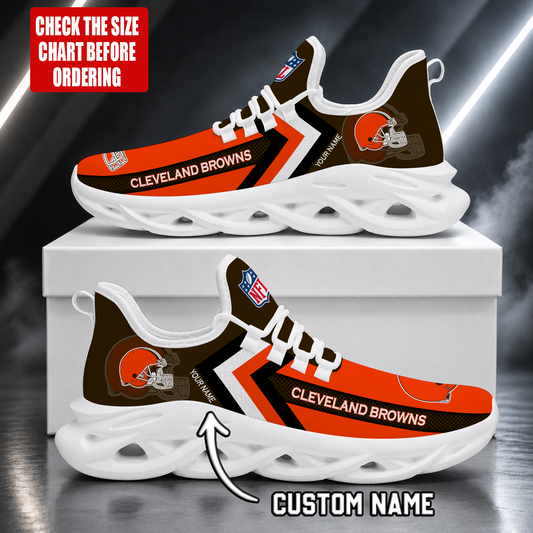 FINAL SALE - NEW CUSTOMIZED NFL29 CLB CLEVELAND BROWNS UNISEX MAX SOUL SHOES