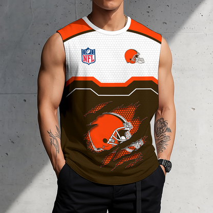 FINAL SALE - NEW CUSTOMIZED NFL29 CLB CLEVELAND BROWNS MEN'S GYM SHIRT