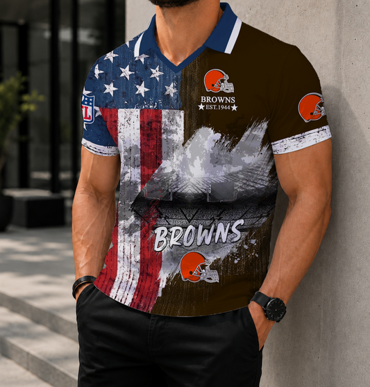 FINAL SALE - NEW CUSTOMIZED NFL29 CLB CLEVELAND BROWNS POLO SHIRT