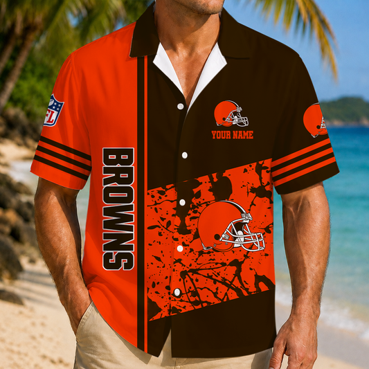 FINAL SALE - NEW CUSTOMIZED NFL29 CLB CLEVELAND BROWNS UNISEX HAWAIIAN SHIRT