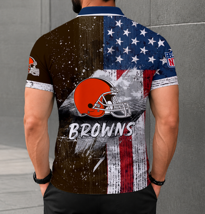 FINAL SALE - NEW CUSTOMIZED NFL29 CLB CLEVELAND BROWNS POLO SHIRT