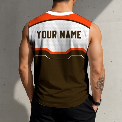 FINAL SALE - NEW CUSTOMIZED NFL29 CLB CLEVELAND BROWNS MEN'S GYM SHIRT