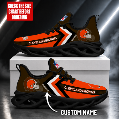 FINAL SALE - NEW CUSTOMIZED NFL29 CLB CLEVELAND BROWNS UNISEX MAX SOUL SHOES