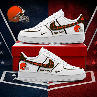 FINAL SALE - NEW CUSTOMIZED NFL29 CLB CLEVELAND BROWNS AF1 SHOES