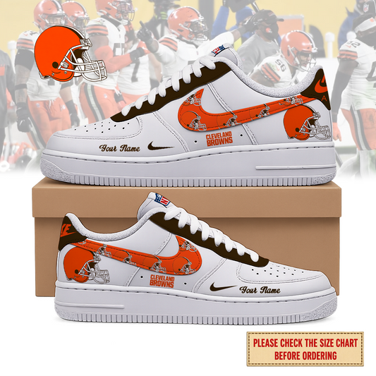VIRAL EDITION - NEW CUSTOMIZED NFL29 CLB CLEVELAND BROWNS AF1 SHOES