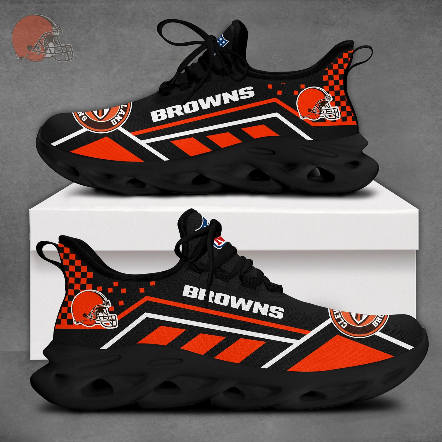 LIMITED EDITION - NEW CUSTOMIZED NFL29 CLB CLEVELAND BROWNS MAX SOUL SHOES