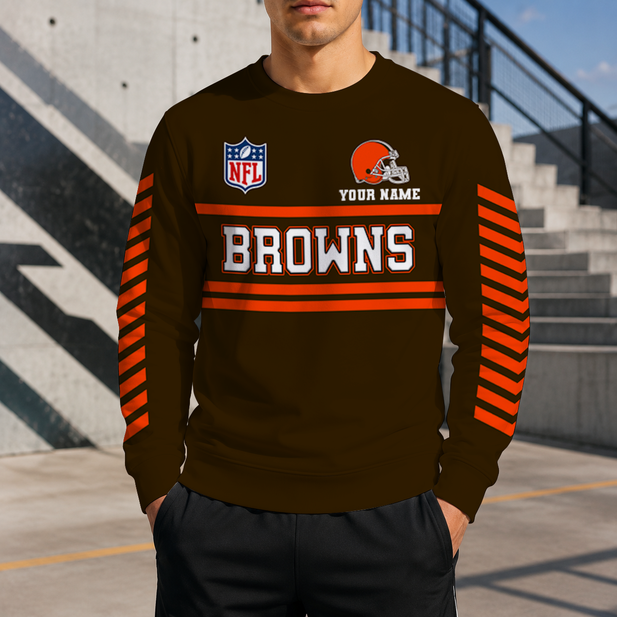 FINAL SALE - NEW CUSTOMIZED NFL29 CLB CLEVELAND BROWNS UNISEX SWEATSHIRT