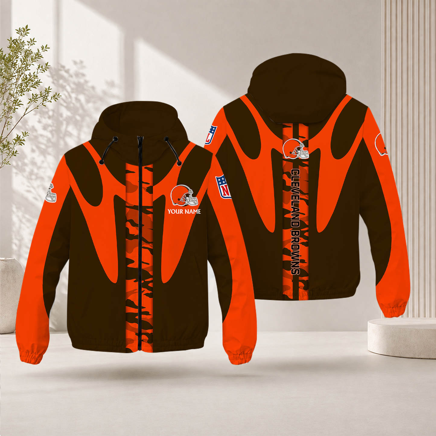 FLASH SALE - NEW CUSTOMIZED NFL29 CLB CLEVELAND BROWNS WINDBREAKER JACKET