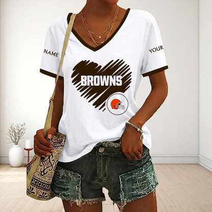 LIMITED EDITION - NEW CUSTOMIZED NFL29 CLB CLEVELAND BROWNS V-NECK FEMALE SHIRT
