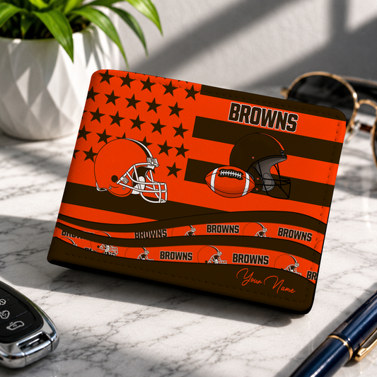 FINAL SALE - NEW CUSTOMIZED NFL29 CLB CLEVELAND BROWNS LEATHER WALLET