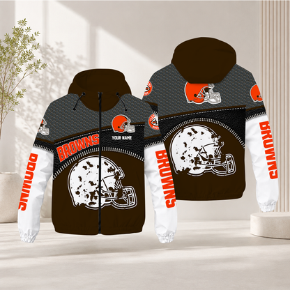 HOT DEAL - NEW CUSTOMIZED NFL29 CLB CLEVELAND BROWNS WINDBREAKER JACKET