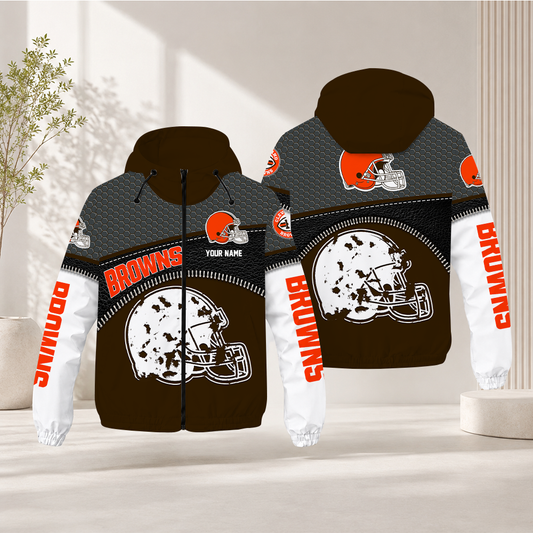 HOT DEAL - NEW CUSTOMIZED NFL29 CLB CLEVELAND BROWNS WINDBREAKER JACKET