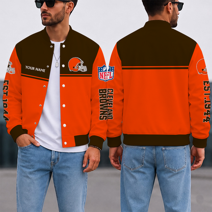 FINAL SALE - NEW CUSTOMIZED NFL29 CLB CLEVELAND BROWNS SATIN VARSITY & BASEBALL JACKET