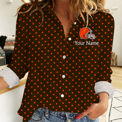 SPECIAL EDITION - NEW CUSTOMIZED NFL29 CLB CLEVELAND BROWNS WOMEN CASUAL SHIRT