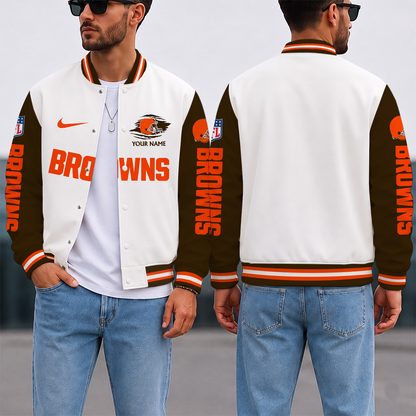 SPECIAL EDITION - NEW CUSTOMIZED NFL29 CLB CLEVELAND BROWNS SATIN VARSITY & BASEBALL JACKET