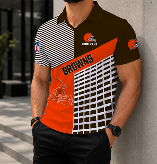 FINAL SALE - NEW CUSTOMIZED NFL29 CLB CLEVELAND BROWNS POLO SHIRT