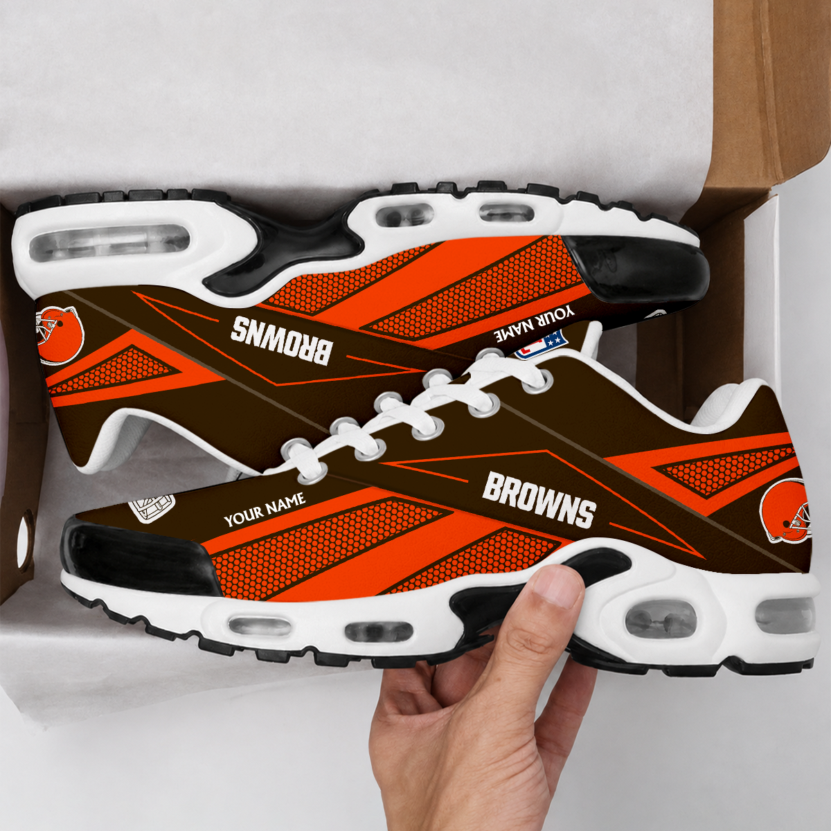 LIMITED EDITION - NEW CUSTOMIZED NFL29 CLB CLEVELAND BROWNS AIR MAX PLUS SNEAKERS
