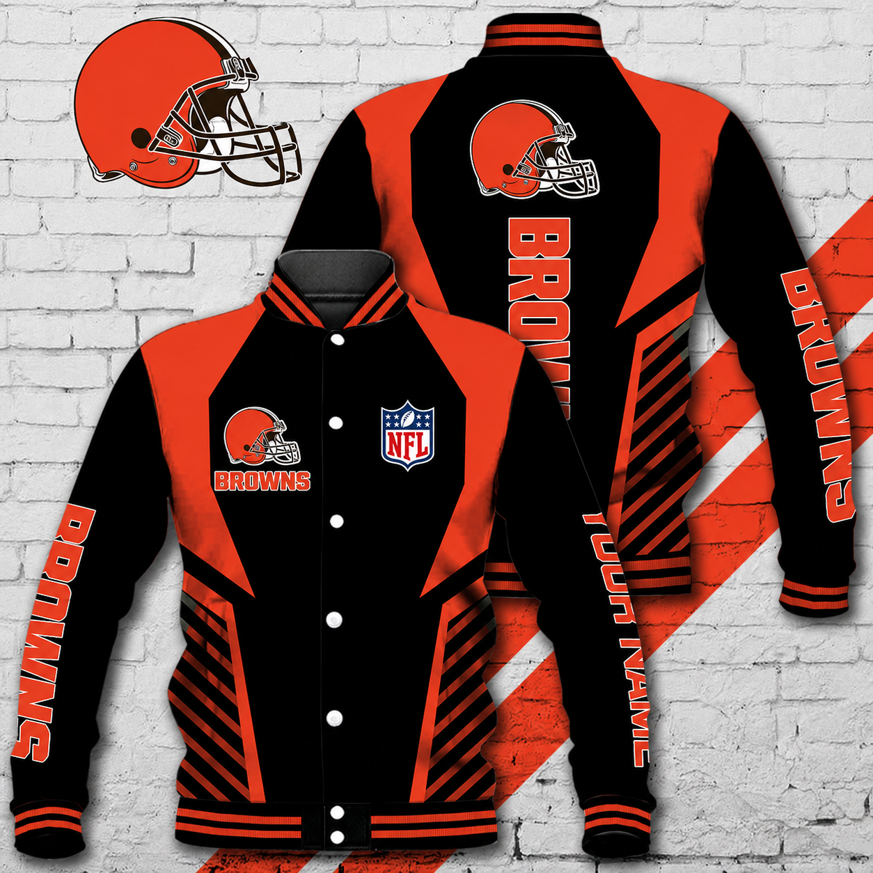 LIMITED EDITION - NEW CUSTOMIZED NFL29 CLB CLEVELAND BROWNS SATIN VARSITY & BASEBALL JACKET