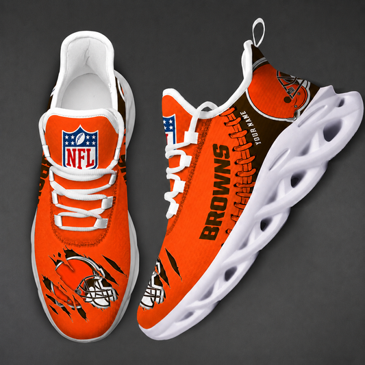 FINAL SALE - NEW CUSTOMIZED NFL29 CLB CLEVELAND BROWNS UNISEX MAX SOUL SHOES